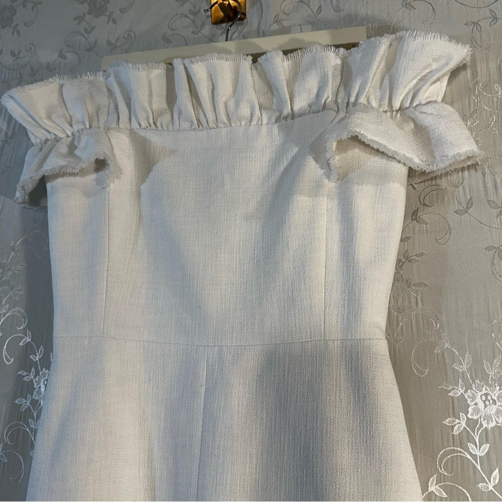 Rebecca Taylor Off-the-Shoulder White Ruffle Dress – Size 4 - Picture 8 of 15